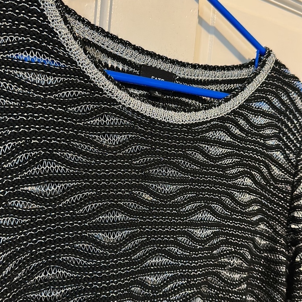 Fate Black and Silver Metallic sweater size small - Picture 2 of 9